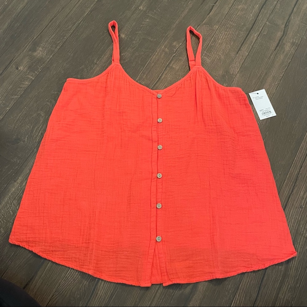 Coral Button Down Cami Top NWT